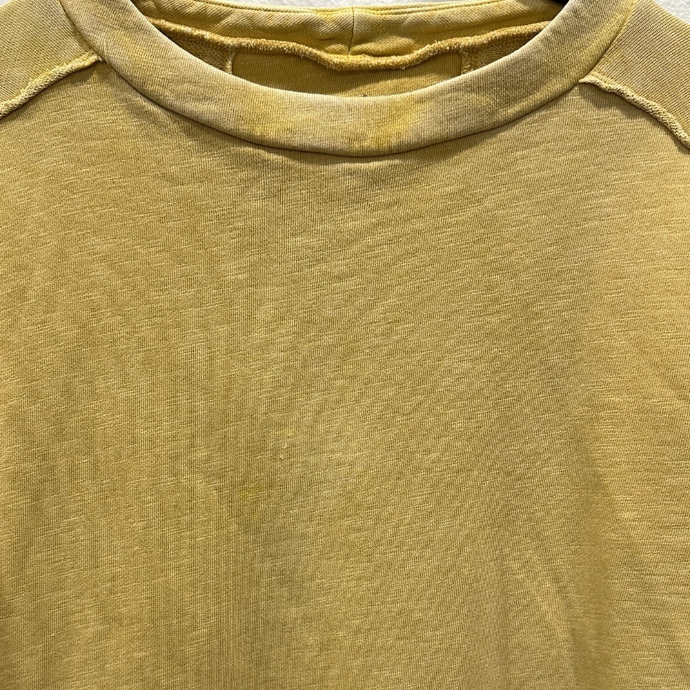 Pilcro Anthropologie Yellow Acid Wash sweatshirt split hem Long Sleeve Spring - Picture 3 of 5